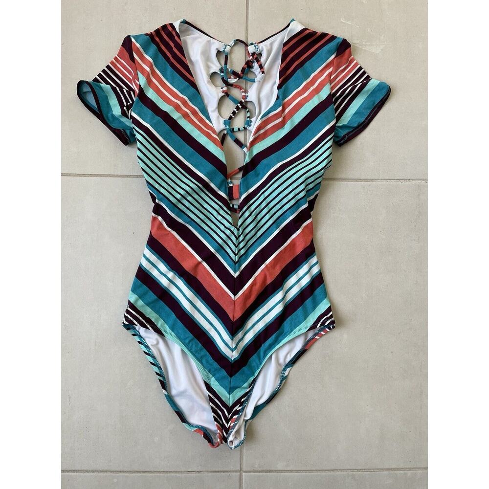 Laundry By Shelli Segal Multicolor Striped One Piece Swimsuit